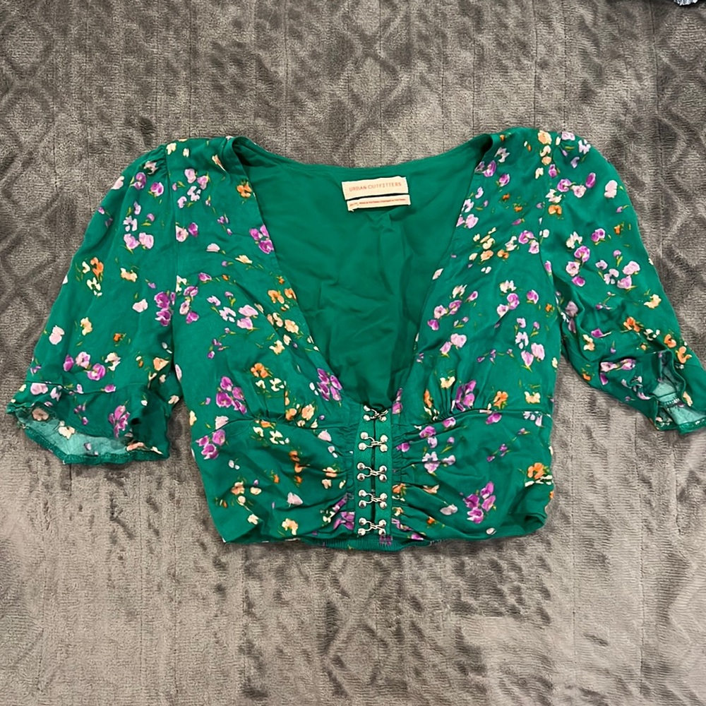 Floral green crop top